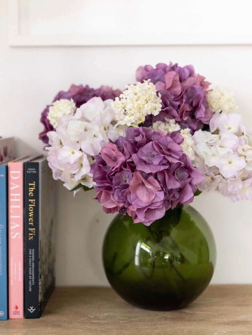 Purple artificial flowers