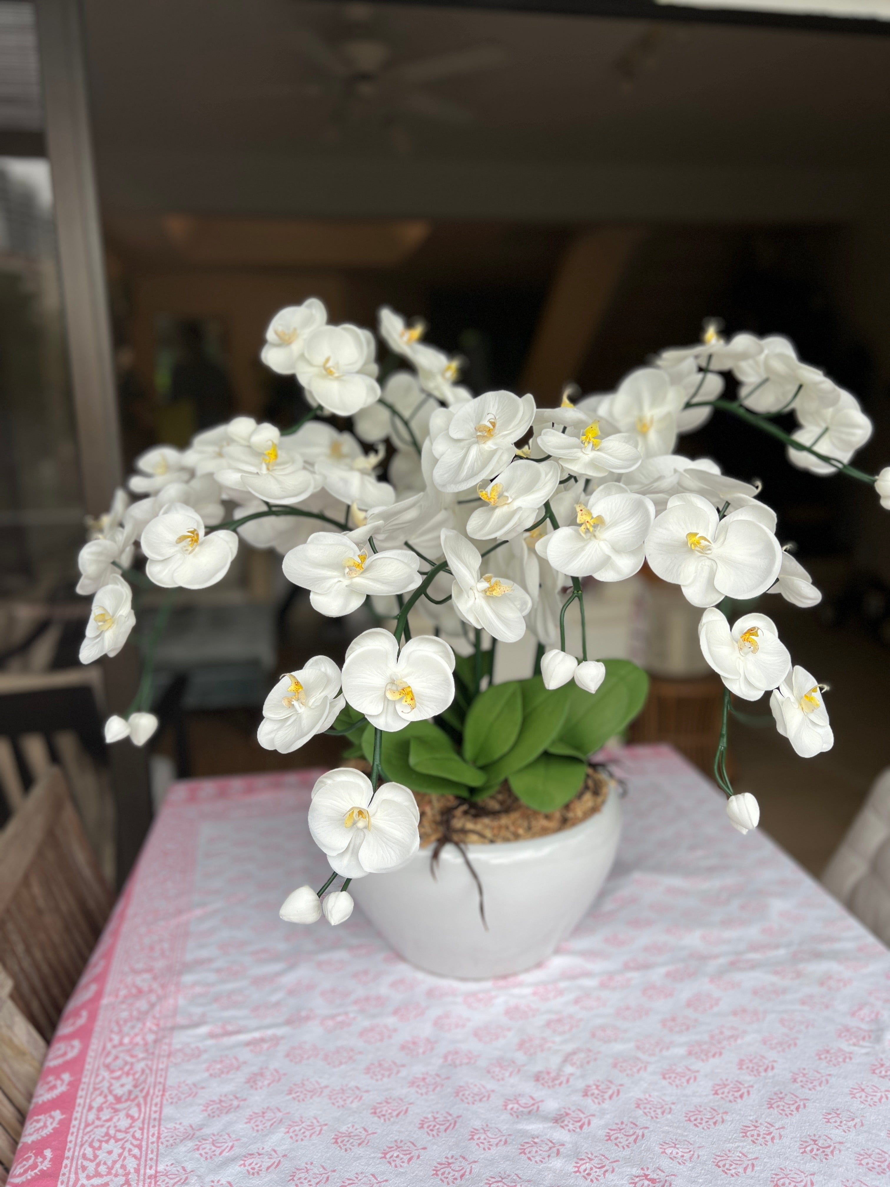 White &amp; Yellow Orchid - 7 stem arrangement