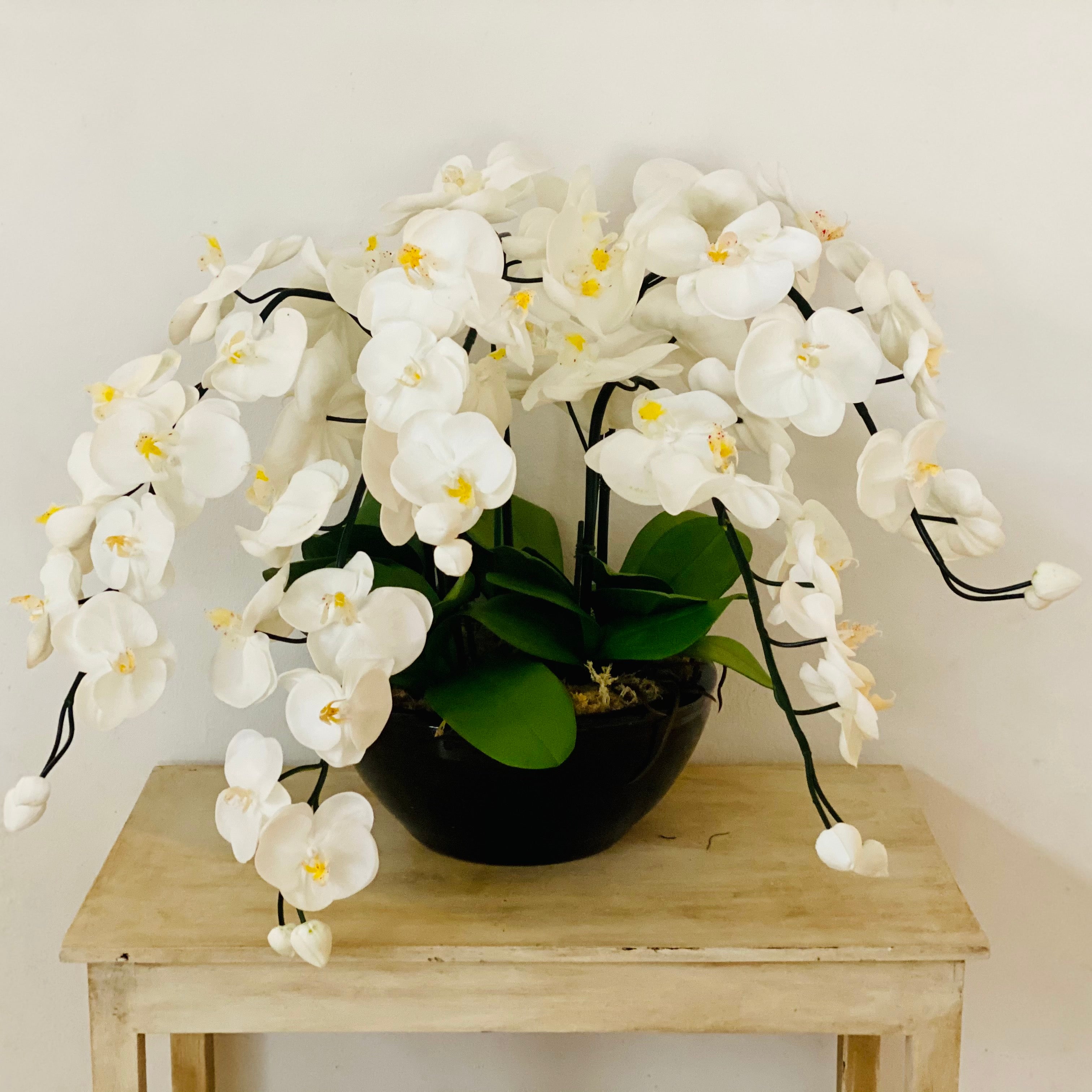 White &amp; Yellow Orchid - 5 stem arrangement