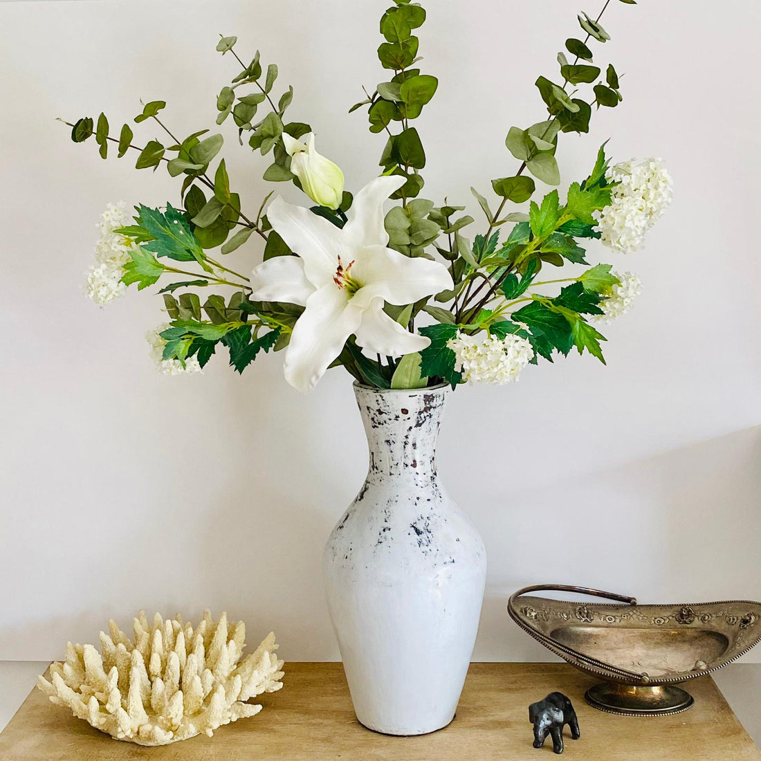 lilies and eucalyptus