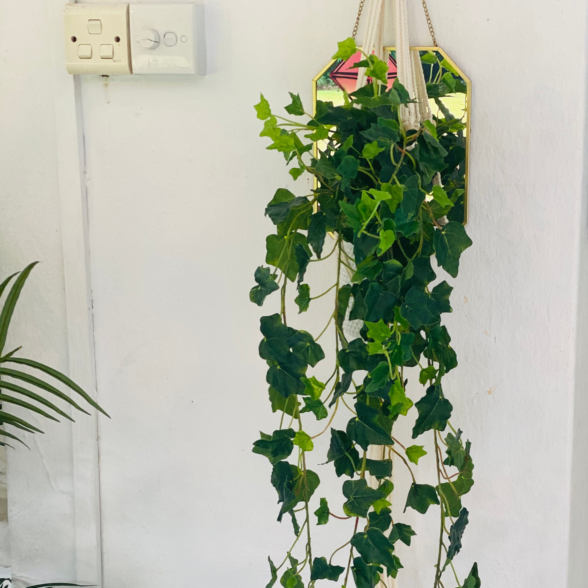Macrame Plant Hanger with faux potted plant