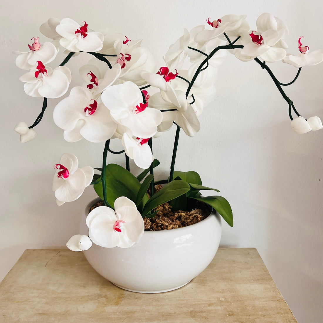 White & Pink Orchid - 3 stem arrangement