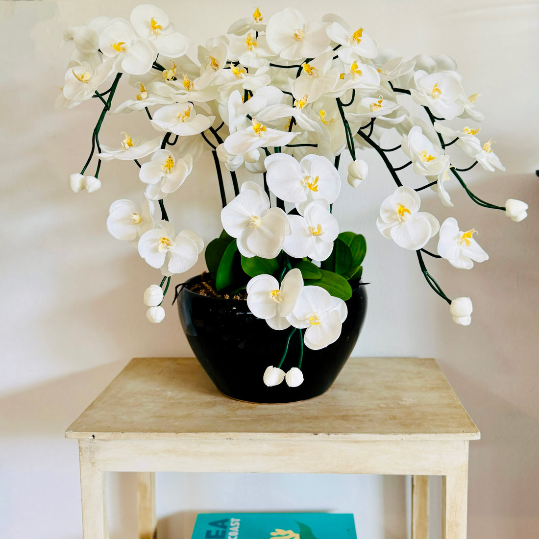 White &amp; Yellow Orchid - 7 stem arrangement