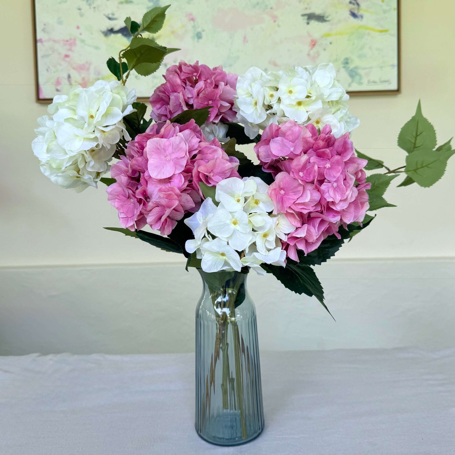 Close-up of realistic faux hydrangea stems Singapore