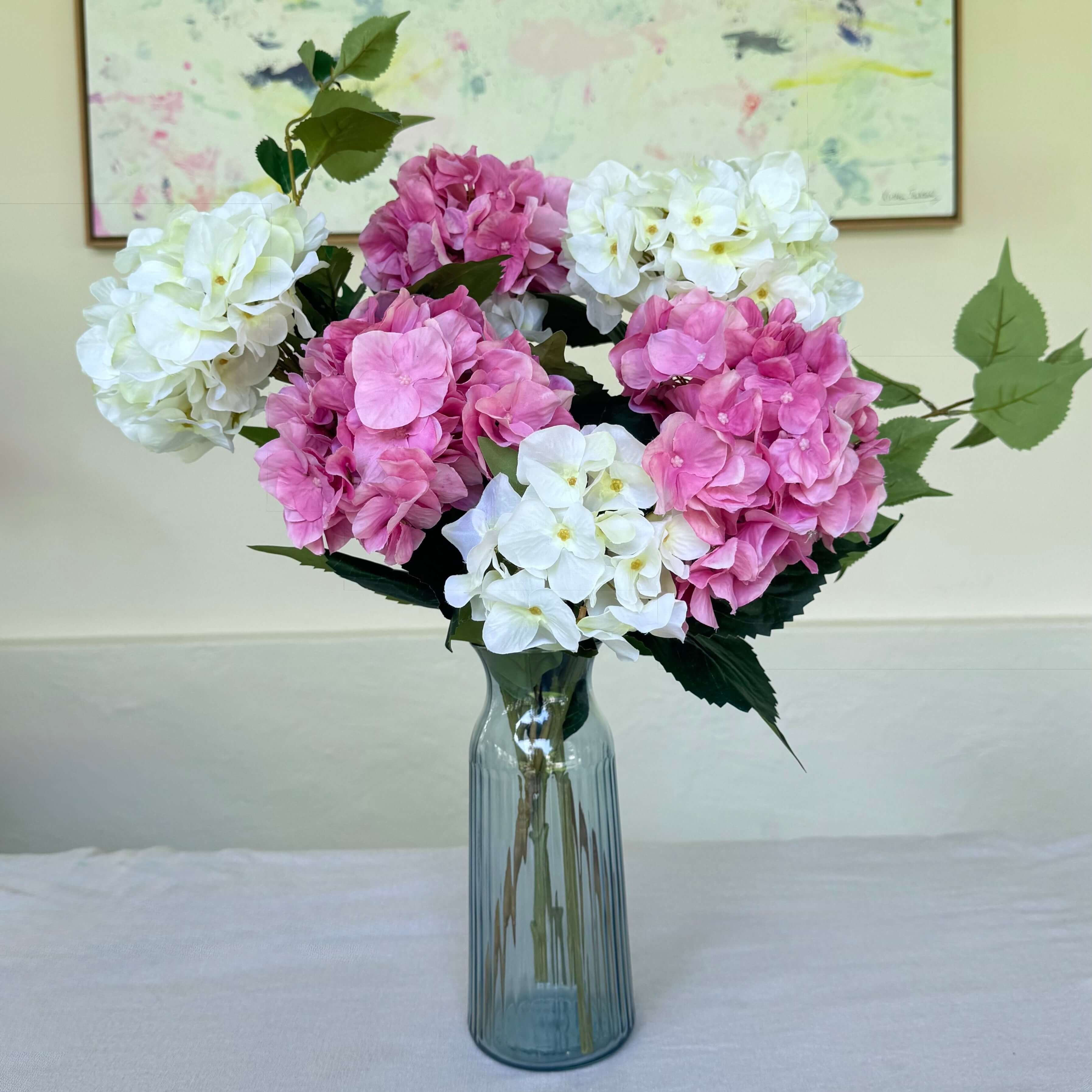 Close-up of realistic faux hydrangea stems Singapore