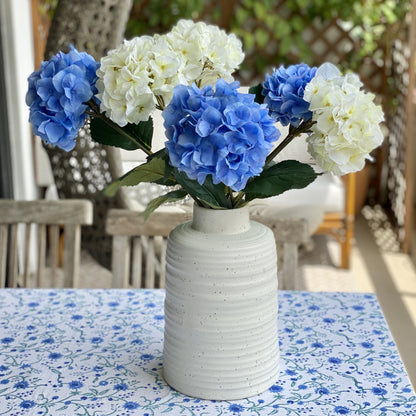 blue and white hydrangeas