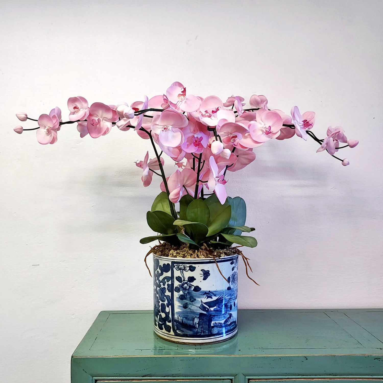 Allison Planter with 5 Stem Orchid