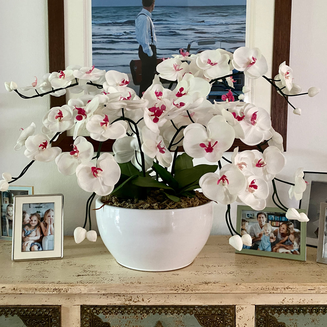 White & Pink Orchid - 7 stem arrangement